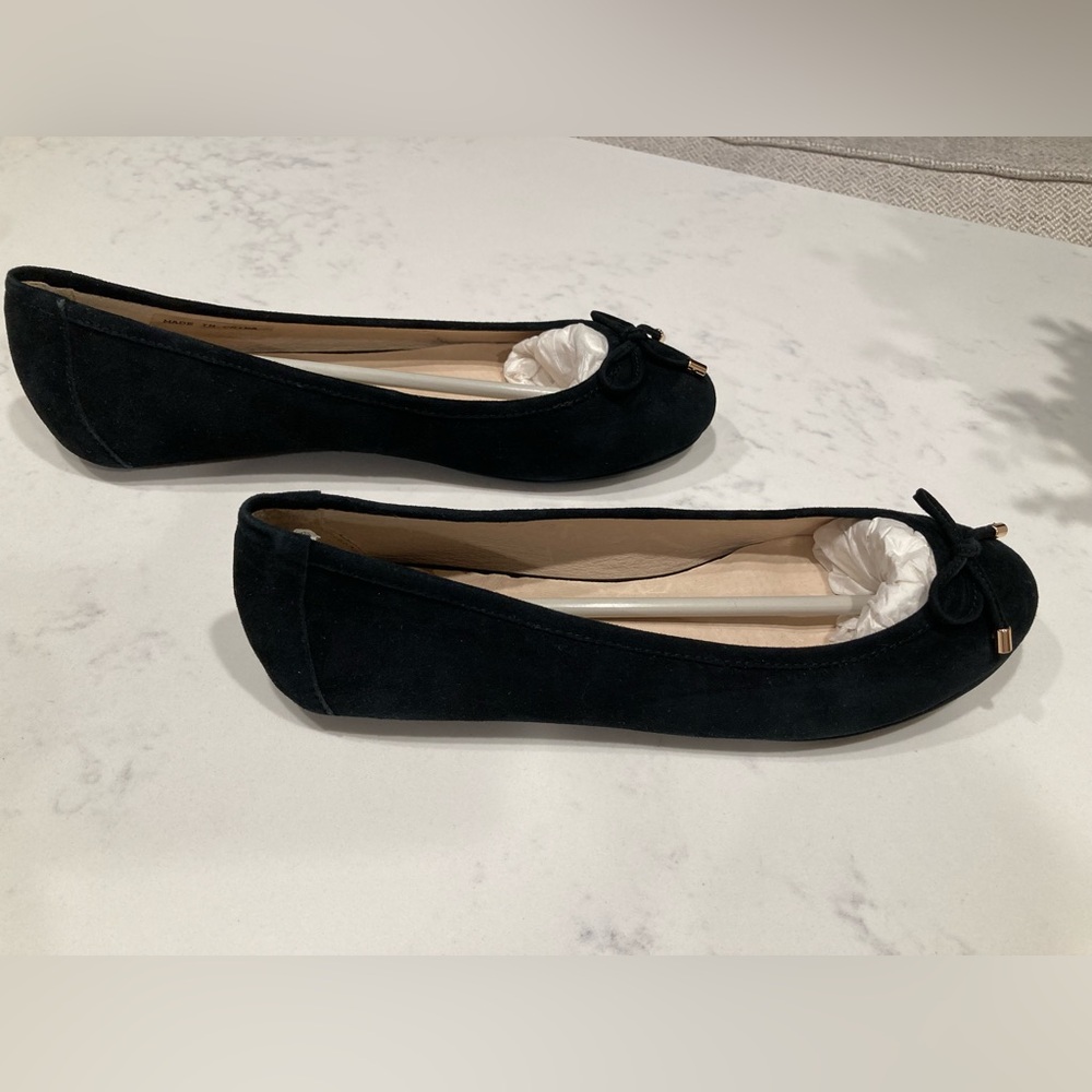 NWT FRENCH SOLE NEW YORK Margot Black Suede Ballet Flats Sz 8M ( incl dust bag) - Picture 4 of 8